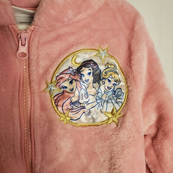 Adorable Princess Pink Long Sleeve Zip Up Jacket Disney Princess Plush Sz 6 - Picture 3 of 12